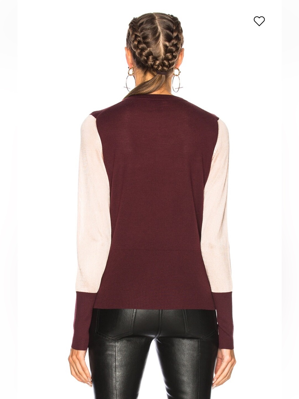 Rag&bone women’s 100% wool Colorblock Crewneck Sweater in Blush & Burgundy. L - Picture 2 of 11